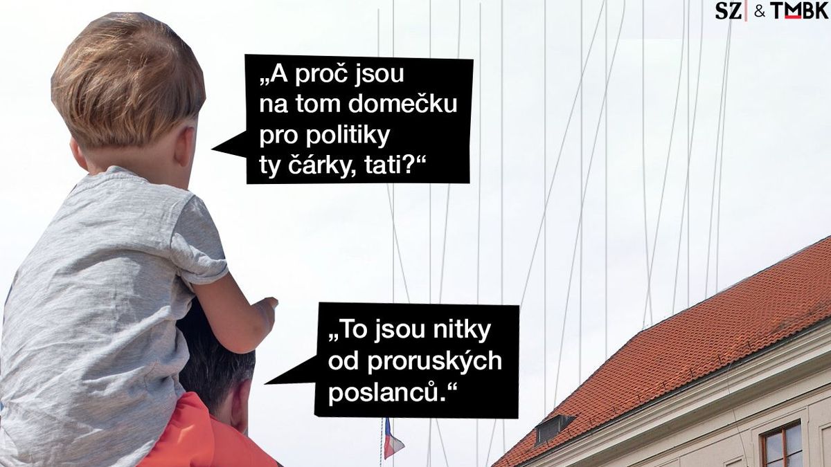 TMBK: Vlajka je dole, na budově Sněmovny tedy přibyla nová výzdoba